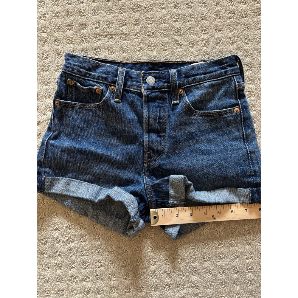 Levis 501 Denim Shorts Womens 25 White Oak Cone Cuffed Preppy Cottagecore - Picture 6 of 10